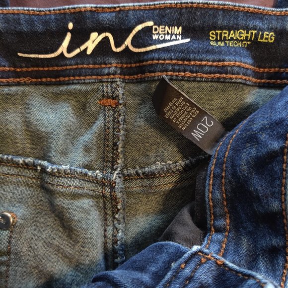 Inc Straight Leg Slim Tech Denim, Size 20 - Picture 2 of 6